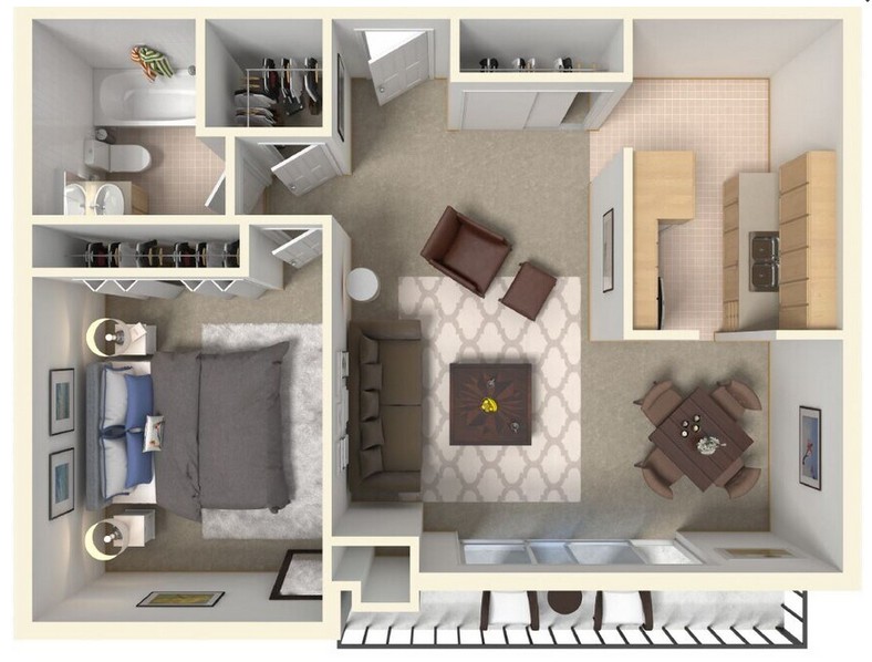 Shoregate Towers one bedroom floor plan in Willowick, OH