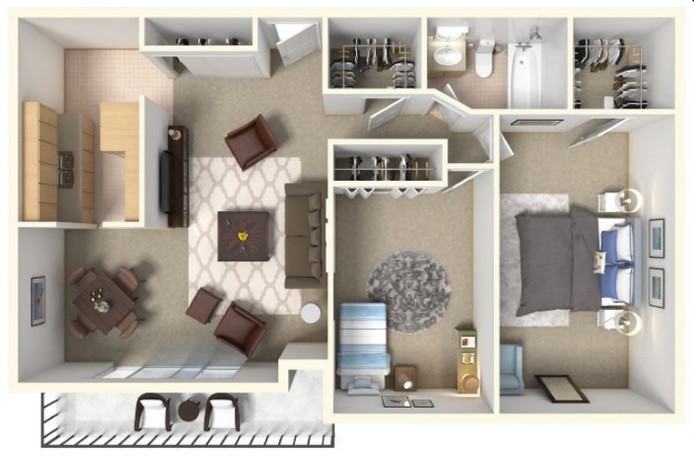 Shoregate Towers two bedroom floor plan in Willowick, OH