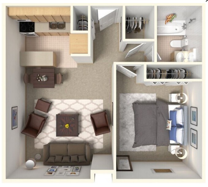 Shoregate Towers junior one bedroom floor plan in Willowick, OH